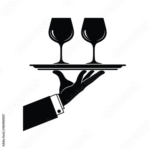 Waiter serving wine glasses on a tray