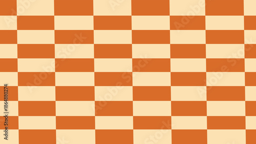 Seamless geometric pattern design featuring a red, orange, yellow, and white checkered chessboard texture for vintage textile fabric or vector wallpaper tiles
