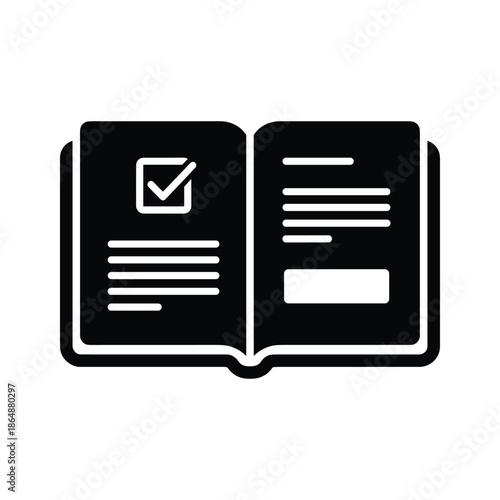 Open book with checklist and text