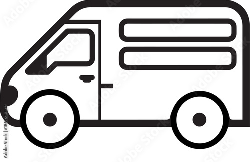 Simple line art delivery van icon for logistics and transportation services minimal design