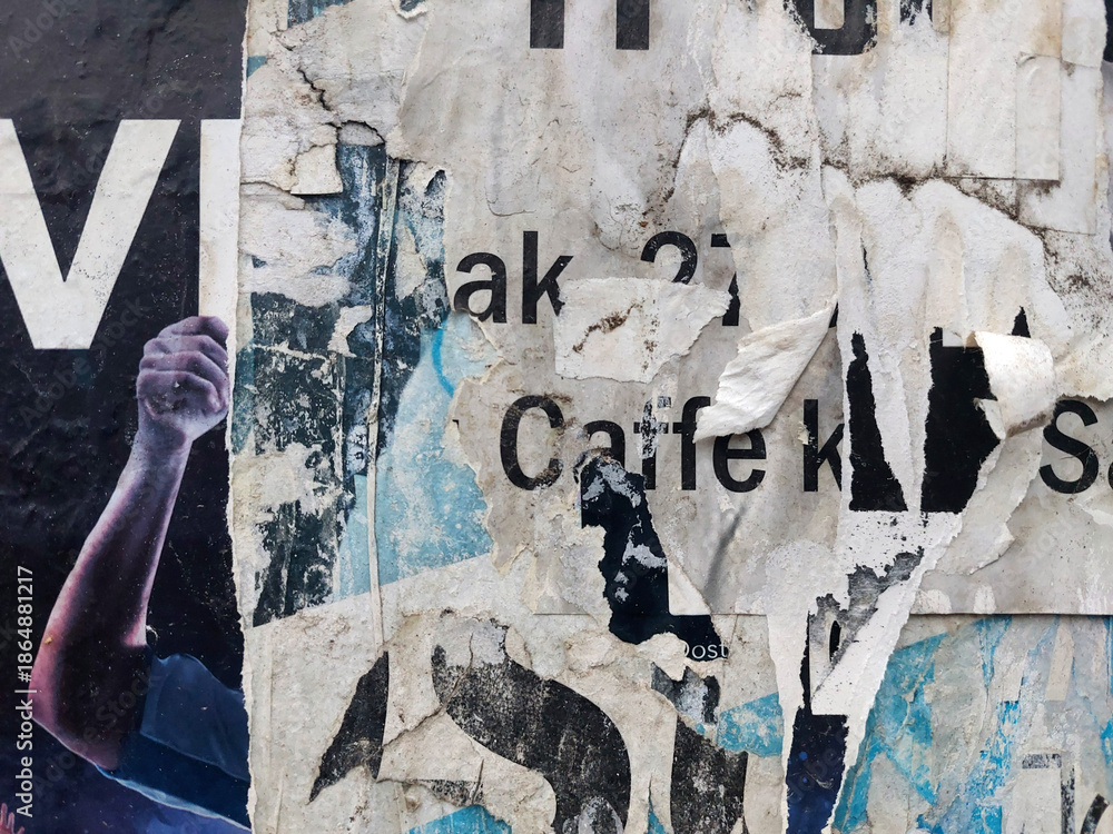 Fototapeta premium Torn and ripped street poster background