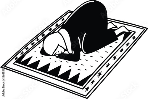 Islamic Woman Silhouette Peaceful Sujood Prayer