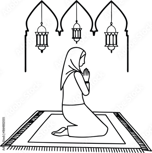Woman Silhouette Dua After Ramadan Salah