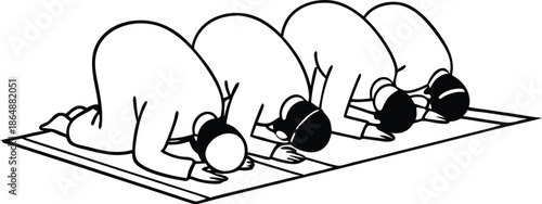 Muslim Group Silhouette Eid Salah Outdoor