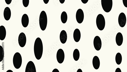 Seamless vector pattern with white polka dots on a black background featuring a geometric round circle texture and perforated steel tile illustration for a modern wallpaper backdrop design