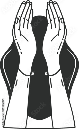 Woman Silhouette Making Dua With Raised Hands