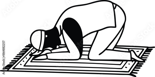 Muslim Man Silhouette Sujood Salah Position