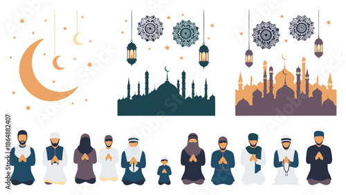 Ramadan Kareem celebration graphics set