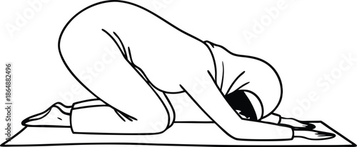 Muslim Woman Silhouette Praying Sujood