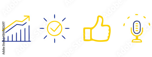 Business Success Icons – Growth, Communication, Brain, and Achievement Symbols .
