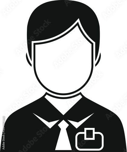 Faceless man avatar showing employee id badge on shirt