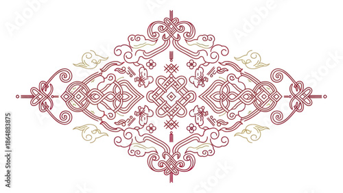Intricate Pink Floral Embroidery Design.