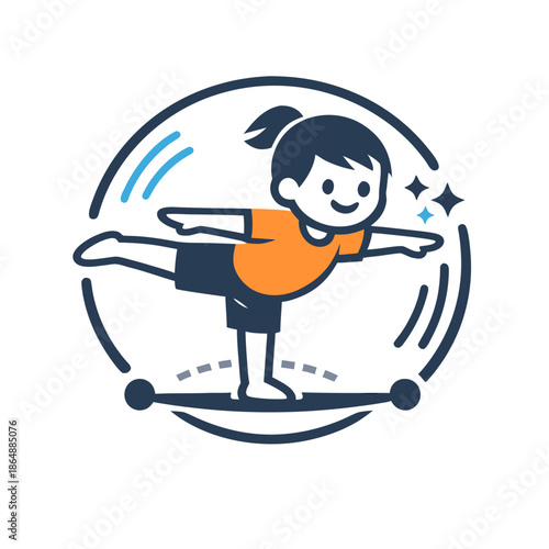 Child Gymnast Balance Pose Illustration Icon