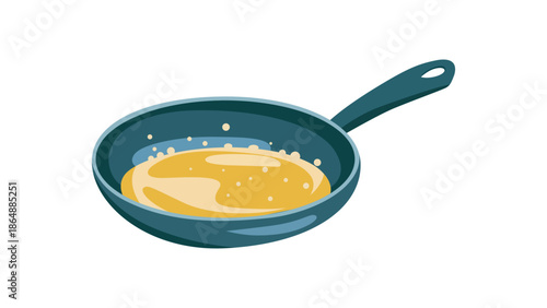 Isolated Frying Pan with Butter Essential Kitchen Utensil.
