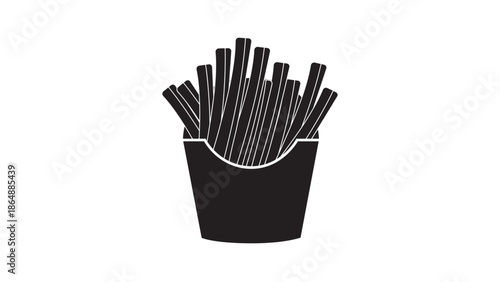 French fries black color vector isolated icon. Emoji illustration. French fries vector emoticon. 