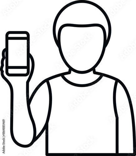 Person icon holding a smartphone, representing modern communication and mobile technology