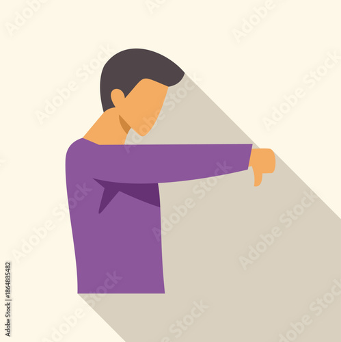 Man extending arm giving a thumbs down gesture, expressing disapproval