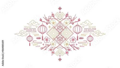 Intricate Chinese Lantern Design Pattern.