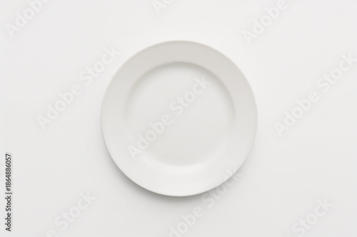 Professional Top-View Photo of Minimalist White Ceramic Plate on White Background
