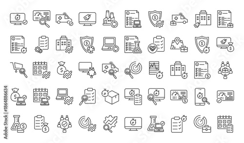 icon pack business continuity outline vector style for business presentation design branding documentation infographic template education material creative illustration and professional corporate