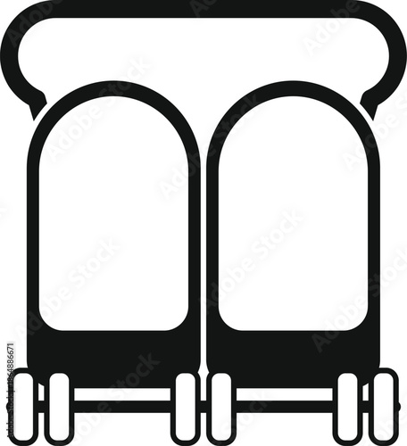 Airport luggage trolley silhouette for transportation and baggage handling