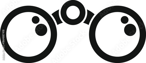 Simple black binoculars vector graphic on a white background representing search and exploration