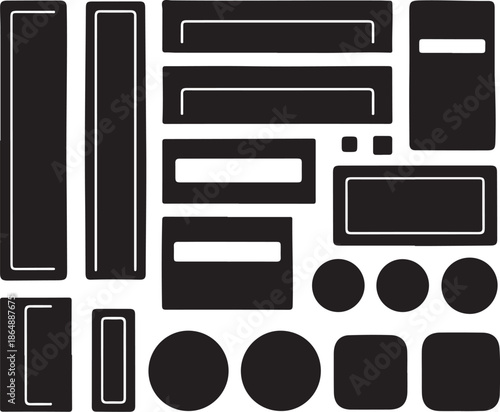 Stack of Black and White Burger Icons in Minimalist Style