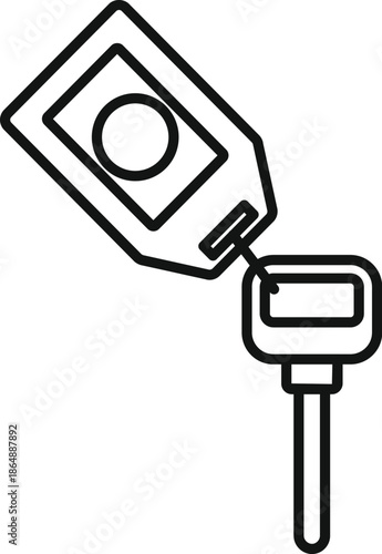 Car key with a modern key fob attached, representing electronic vehicle access and security