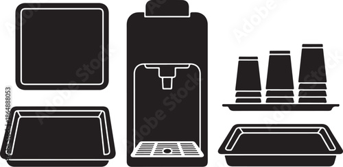 Stack of Black and White Burger Icons in Minimalist Style