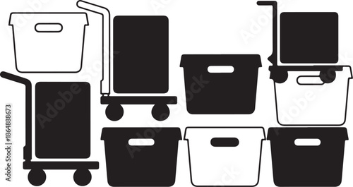 Stack of Black and White Burger Icons in Minimalist Style