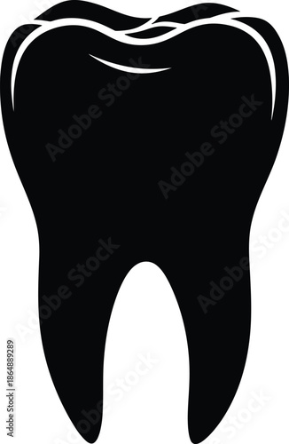 Vector illustration of a dental hygiene icon featuring a human tooth and toothbrush silhouette for professional dentistry medical care and health design