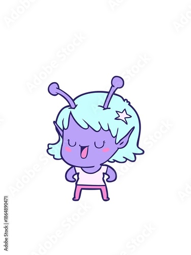 Wallpaper Mural blinking radial lines animation of happy alien girl cartoon design Torontodigital.ca