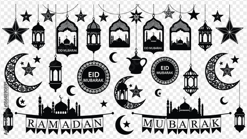 Ramadan Mubarak eid celebration icons