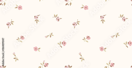 Delicate Pink Rosebud Floral Seamless Pattern background