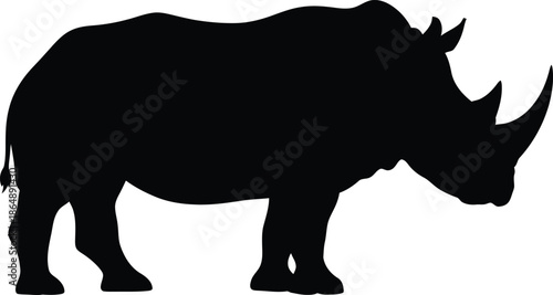 Black rhino silhouette vector illustration of a wild mammal animal icon isolated on white background for nature wildlife design