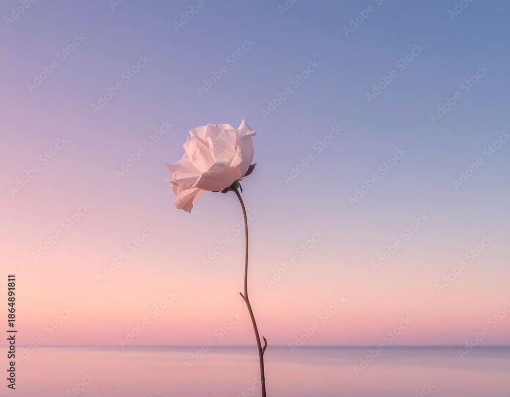Fototapeta premium Minimal Flower Against Pastel Sky