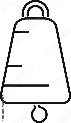Simple black outline drawing depicting a traditional cowbell percussion instrument