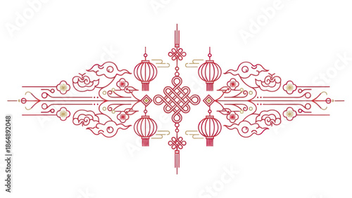 Red Chinese Lantern Design Element.