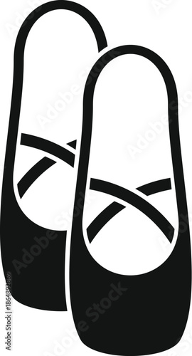 Pair of ballet pointe shoes icon for dancing, performance, and arts