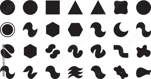 Stack of Black and White Burger Icons in Minimalist Style