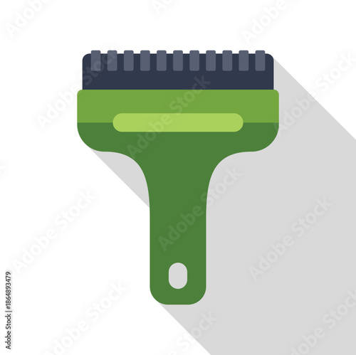 Ice scraper removing frost and snow from car glass during cold weather