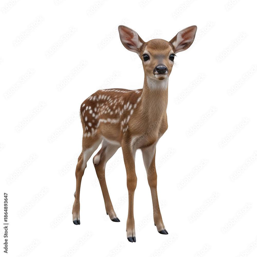 Fototapeta premium Standing fawn isolated on transparent background