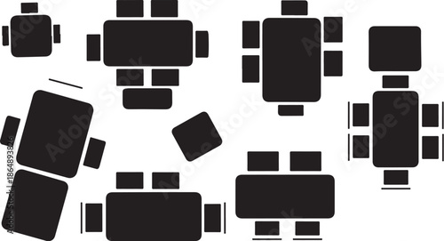 Stack of Black and White Burger Icons in Minimalist Style