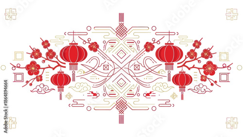 Chinese red lanterns festive decoration.