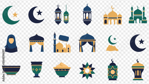 Ramadan Kareem icons set