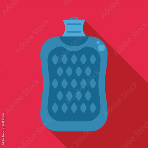 Hot water bottle providing warmth and comfort in a flat design