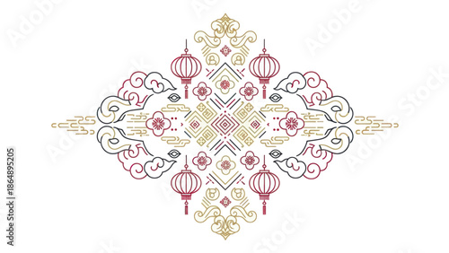 Intricate Chinese Style Embroidered Design.