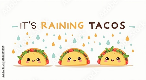 Tacos with faces and rain drops on them