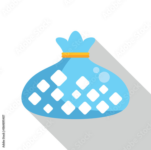 Ice bag providing cold therapy for injuries and pain, flat design concept