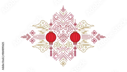 Intricate Red Ornamental Design Pattern.